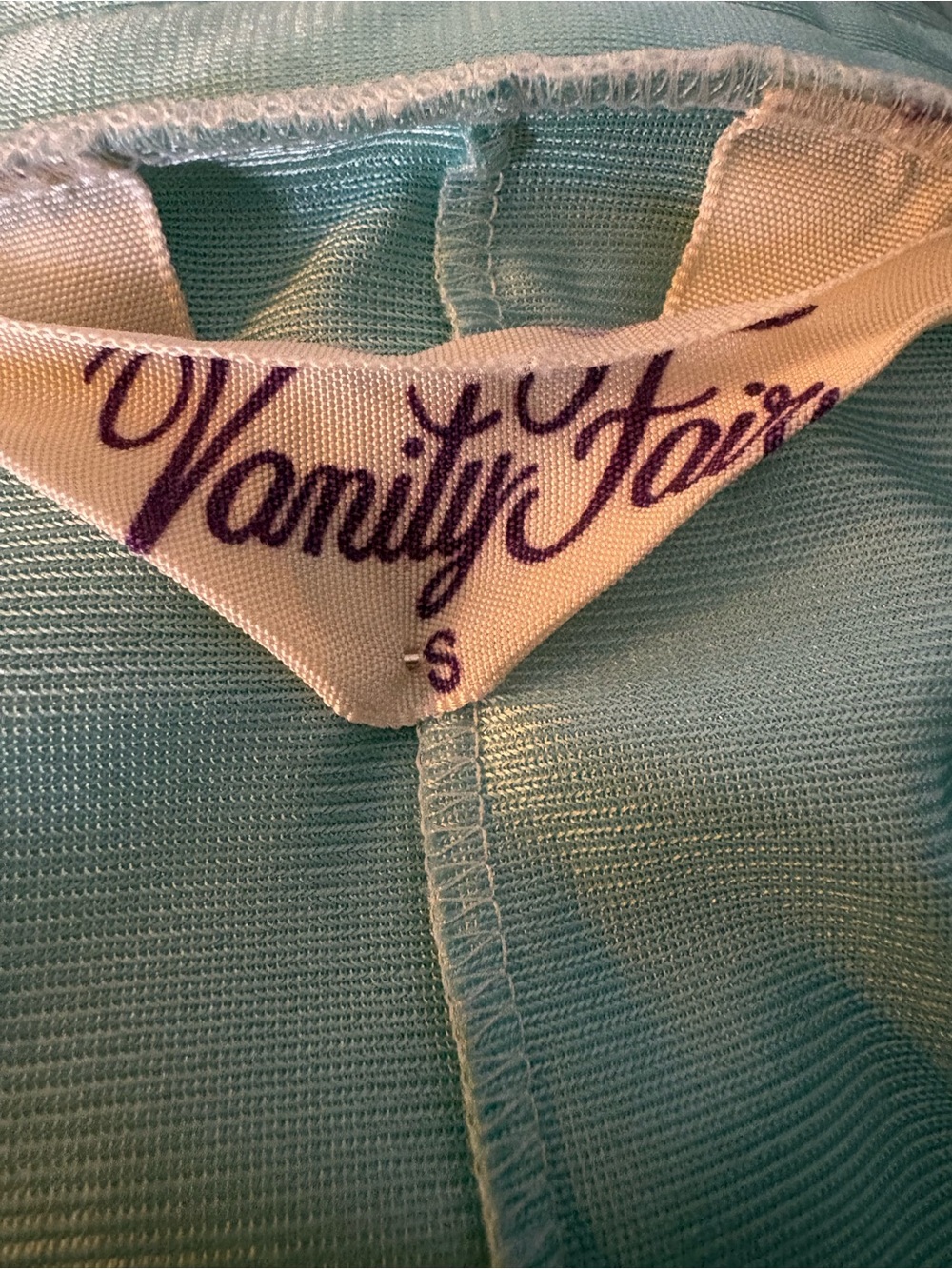 Vintage Vanity Fair Aqua Nylon Belted Maxi Robe Wide Sleeve EUC Small - Picture 4 of 7